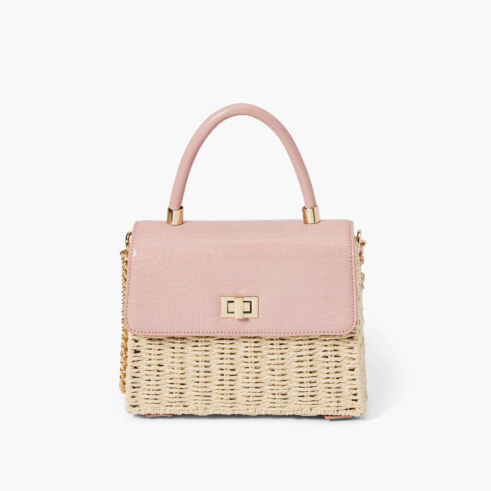 Women's Briar Blush Pink Faux Croc Straw Crossbody Handbag by Like