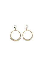 Load image into Gallery viewer, Women&#39;s Eternity Circle Hoop Earrings Wrapped in Light Gray Leather
