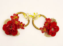Load image into Gallery viewer, Red Rose and Bamboo Handcrafted Oversize Earrings
