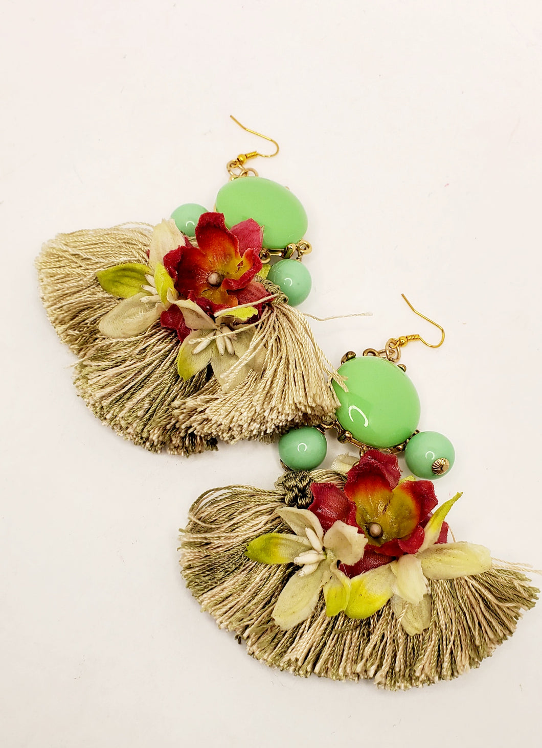 Women's Handcrafted Floral & Tassel Oversized Earrings