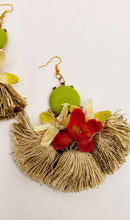 Load image into Gallery viewer, Women&#39;s Green/Beige/Red Handcrafted Earrings with Tassel Fringe
