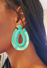 Load image into Gallery viewer, Women&#39;s Turquoise Seed Bead and Silk Fringe Earrings

