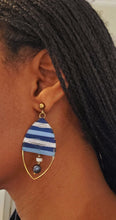 Load image into Gallery viewer, Women&#39;s Blue and Silver Handcrafted Silk String Earrings
