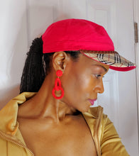 Load image into Gallery viewer, Women&#39;s Double Hoop Red Seed Bead Dangle Drop Earrings

