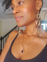 Load image into Gallery viewer, Gold Tone Chain/ Purple Crystal Pendant Necklace
