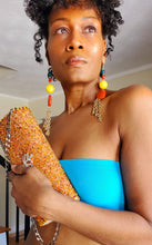 Load image into Gallery viewer, Women&#39;s Orange Top Handle Beaded Sequin Clutch Handbag
