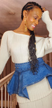Load image into Gallery viewer, Women&#39;s Blue Denim Peplum Corset Belt/Medium
