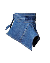 Load image into Gallery viewer, Women&#39;s Blue Denim Peplum Corset Belt/ Small
