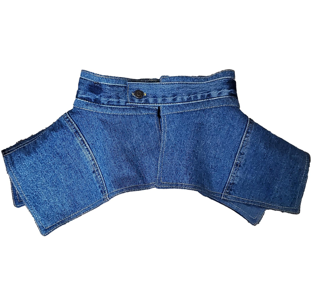 Women's Blue Denim Peplum Corset Belt/ Small