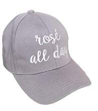 Load image into Gallery viewer, Women&#39;s Gray Embroidered Baseball Hat &quot;Rose All Day&quot;
