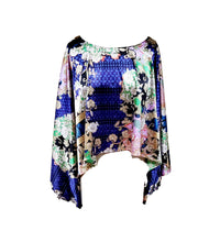 Load image into Gallery viewer, Silky Satin Multi-color Floral Print Women&#39;s Kimono Style Crop Top
