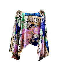 Load image into Gallery viewer, Silky Satin Multi-color Floral Print Women&#39;s Kimono Style Crop Top
