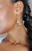 Load image into Gallery viewer, Women&#39;s Gold Tone Chain Lock Charm Earrings
