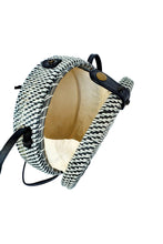 Load image into Gallery viewer, Women&#39;s Black and  White Circular Straw Crossbody Bag
