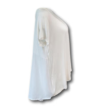 Load image into Gallery viewer, Women&#39;s White Sheer Back Short Sleeve Oversized T-shirt Blouse
