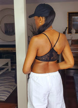 Load image into Gallery viewer, Women&#39;s Black Bralette Top with Lace Racerback
