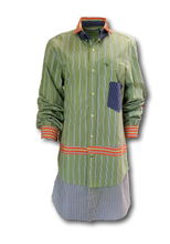 Load image into Gallery viewer, Women&#39;s Bespoke Long Sleeve Hybrid Stripe Double Collar Button Down Shirt-Dress

