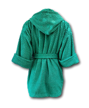 Load image into Gallery viewer, Women&#39;s Green Hooded Textured Terry Cloth Bath and Spa Robe
