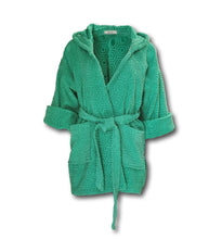 Load image into Gallery viewer, Women&#39;s Green Hooded Textured Terry Cloth Bath and Spa Robe
