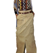 Load image into Gallery viewer, Custom Order Bespoke Khaki Cargo Maxi Skirt With Train
