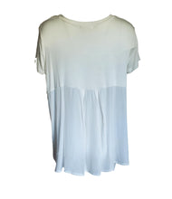 Load image into Gallery viewer, Women&#39;s White Sheer Back Short Sleeve Oversized T-shirt Blouse
