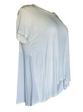 Load image into Gallery viewer, Women&#39;s White Sheer Back Short Sleeve Oversized T-shirt Blouse
