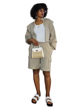 Load image into Gallery viewer, Women&#39;s Taupe Gray Organic Cotton Cargo Shorts
