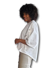Load image into Gallery viewer, Women&#39;s White Oversized Lace-up High Low T-shirt Top
