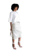 Load image into Gallery viewer, Women&#39;s White Oversized Lace-up High Low T-shirt Top
