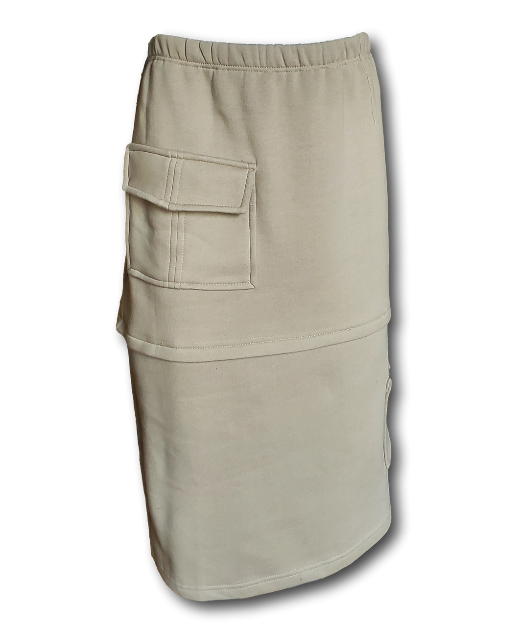 Women's Taupe Gray Organic Cotton Cargo Midi Skirt