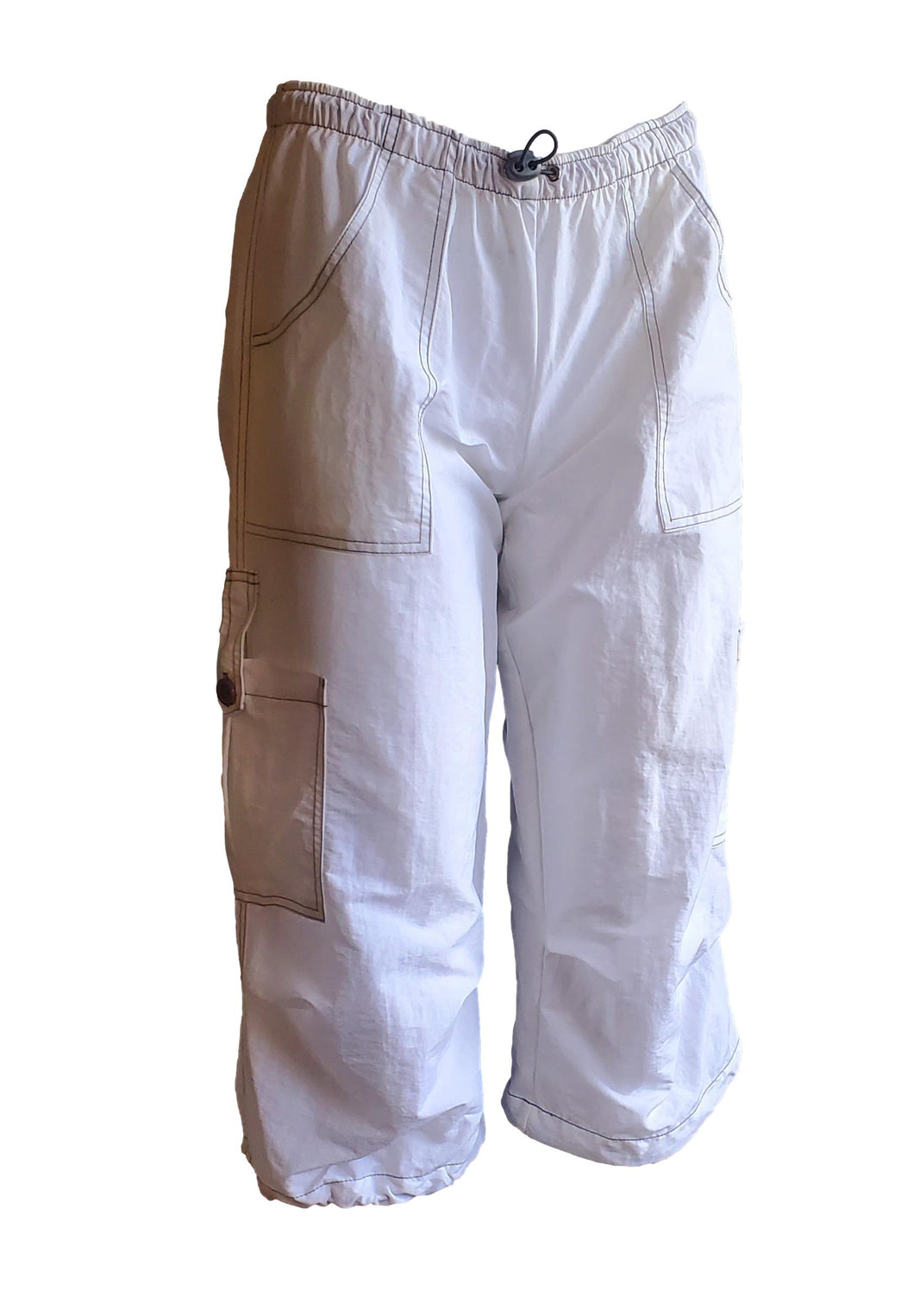Women's Relaxed Comfy Fit White Cargo Pants