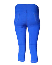 Load image into Gallery viewer, Royal blue Women&#39;s Aqua Blue High-waist Comfy and Versatile Stretch Capri Leggings
