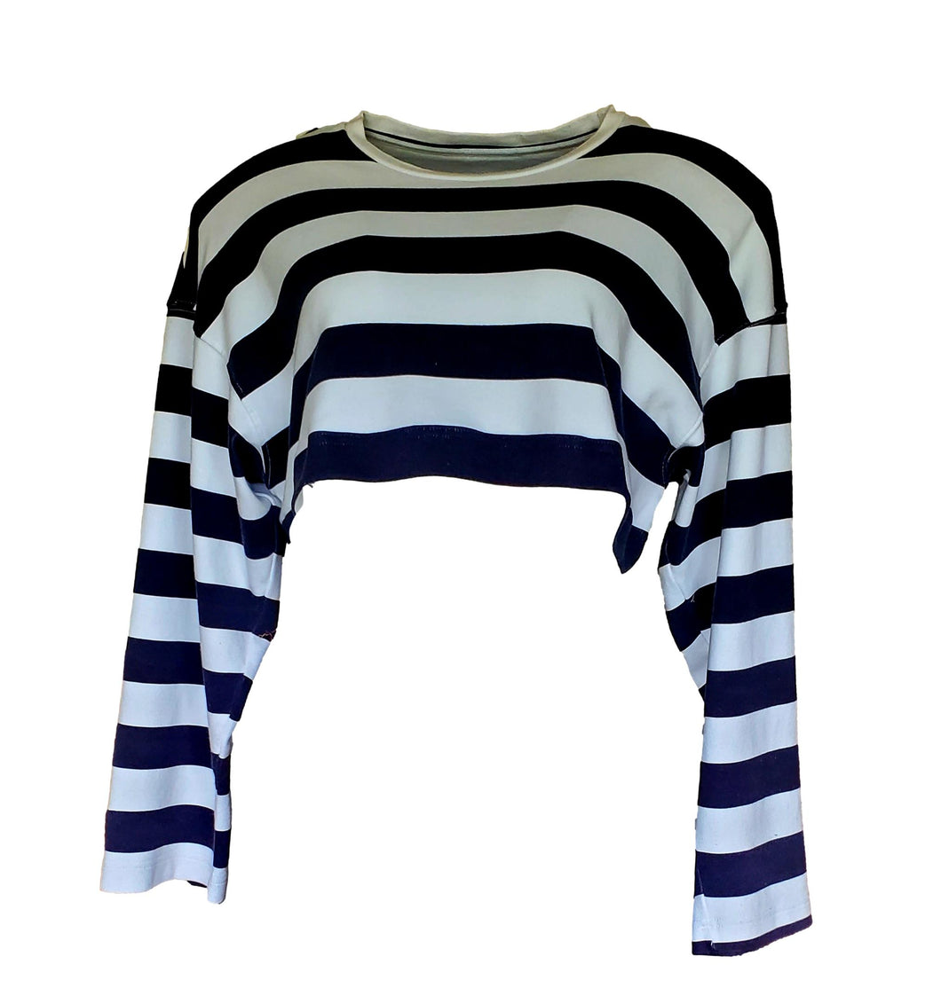 Women's Black and White Organic Cotton Striped Sweatshirt