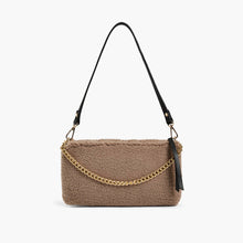 Load image into Gallery viewer, Women&#39;s Taupe Brown Demi Envelope Sherpa Shoulder Bag

