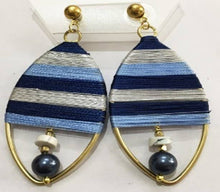 Load image into Gallery viewer, Women&#39;s Blue and Silver Handcrafted Silk String Earrings
