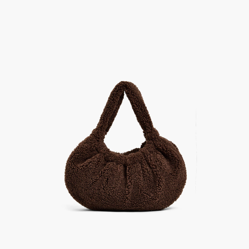 Brown Winnie Sherpa Crescent Shoulder Bag