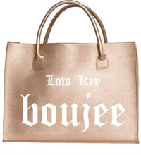 Load image into Gallery viewer, Gold MODERN VEGAN TOTE BAG - &quot;Low Key Boujee&quot; by LA Trading Co
