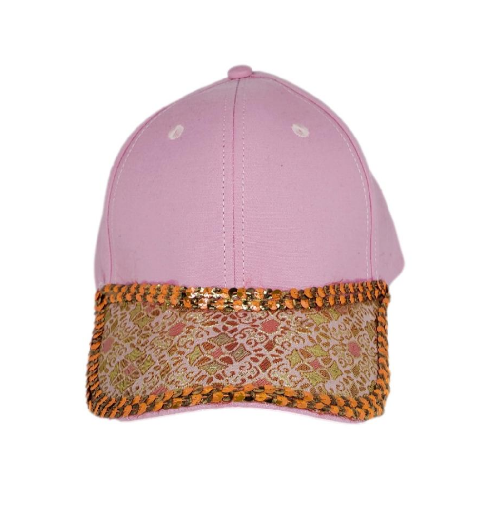 Women's Blush Pink Embellished Brim Baseball Hat