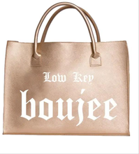 Load image into Gallery viewer, Gold MODERN VEGAN TOTE BAG - &quot;Low Key Boujee&quot; by LA Trading Co
