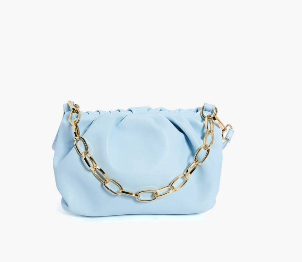 Women's Eva Chain Blue Pouch Shoulder Handbag by Like Dreams