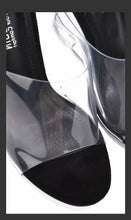 Load image into Gallery viewer, Women&#39;s PVC Clear Glass-Wedge Heel Slide-in Special Occasion Shoe
