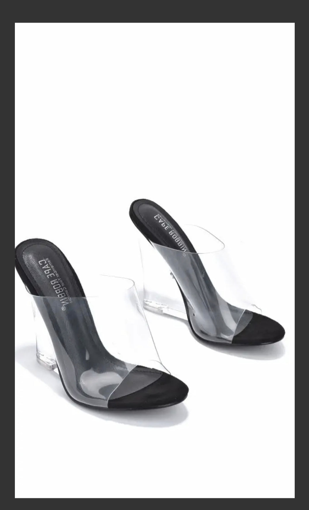 Women's PVC Clear Glass-Wedge Heel Slide-in Special Occasion Shoe