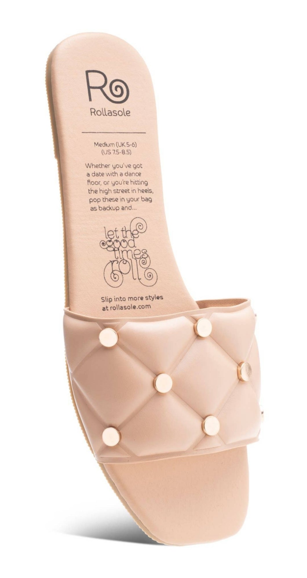 Women's Beige Quilted Foldable Flat Sandal by Rollasole