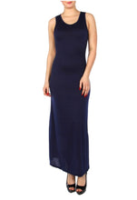 Load image into Gallery viewer, Women&#39;s Sassy Black Classic Maxi Dress with Slash Detail on Back
