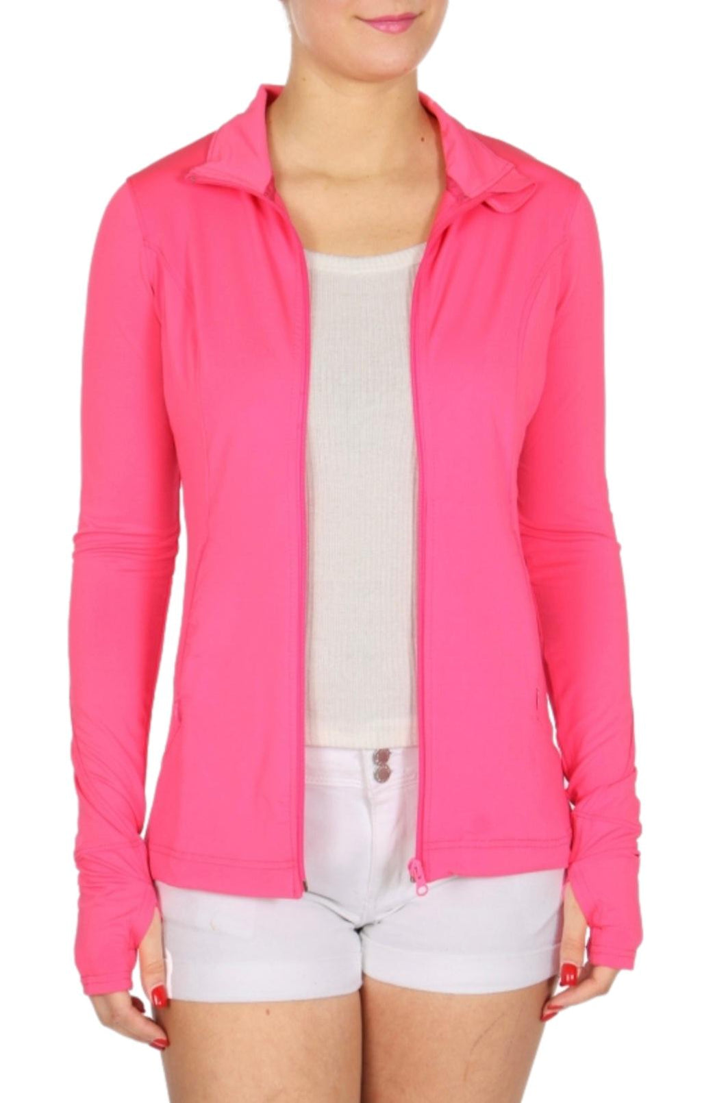 Women's Neon Pink Bodycon Crossfit Jacket
