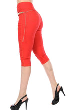 Load image into Gallery viewer, Women&#39;s Red Comfy and Versatile High-waist Capri Stretch Jeggings
