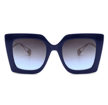 Load image into Gallery viewer, Women&#39;s Square Oversize Blue Retro Fashion Cat Eye Sunglasses by Cramilo Eyewear
