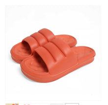 Load image into Gallery viewer, Women&#39;s Chunky Flat Sliders in Orange Tangerine- Spa Slider
