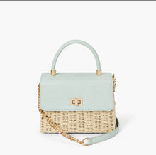 Load image into Gallery viewer, Women&#39;s Pistachio Green Briar Faux Croc Straw Crossbody Handbag by Like Dreams
