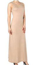 Load image into Gallery viewer, Women&#39;s Sassy Maxi Dress in Neutral Tone Beige and Gray with Slash Detail on Back in Beige or Gray
